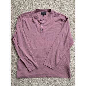 BONOBOS Standard Mens Large Mauve Pink Waffle Knit Button Henley Long Sleeve